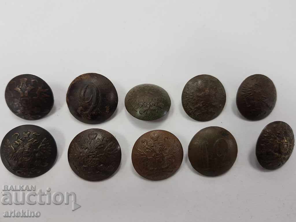 Lot of 10 pcs. Russian tsarist military buttons 19th century
