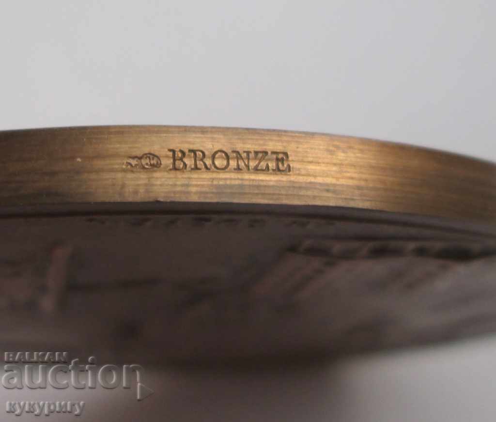 Delivery of Old French original bronze plaque signed marked Delivery of Old French original bronze plaque signed marked