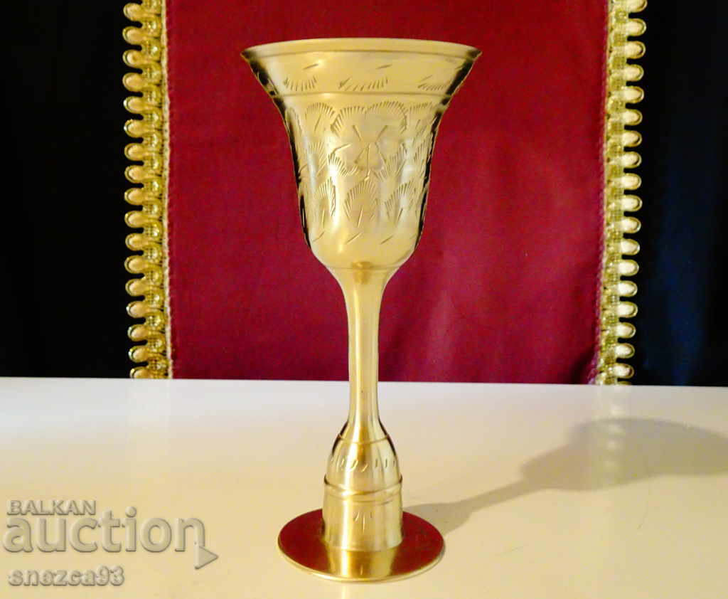 Both bronze goblet, wine glass, and candlestick Both bronze goblet, wine glass, and candlestick