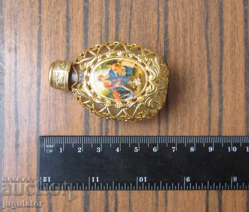 παλιό μπουκάλι αρώματος με επιχρυσωμένα φιλιγκράν εξαρτήματα - 7