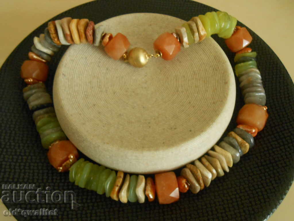 Designer NECKLACE made of natural stones and Silver 925 gilding with price 497.00 BGN | € 254.11