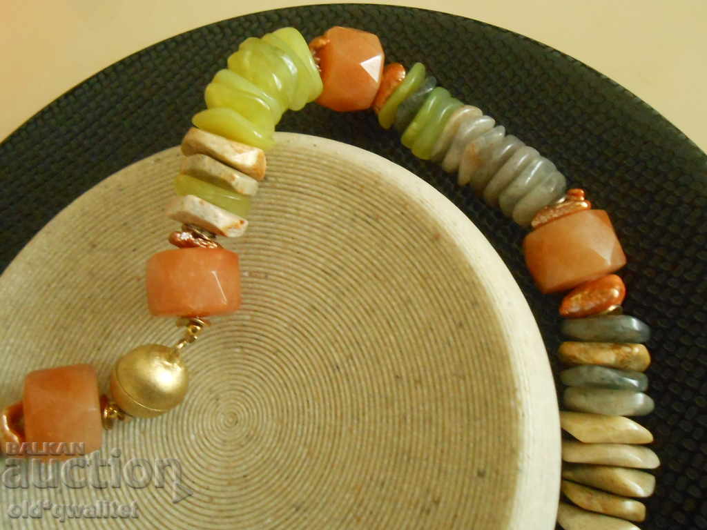 Auction  Designer NECKLACE made of natural stones and Silver 925 gilding