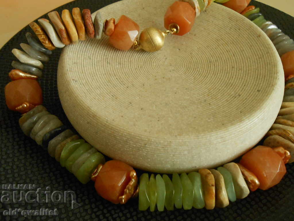 Delivery of Designer NECKLACE made of natural stones and Silver 925 gilding