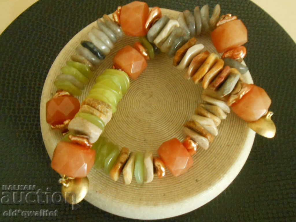 Designer NECKLACE made of natural stones and Silver 925 gilding - 5