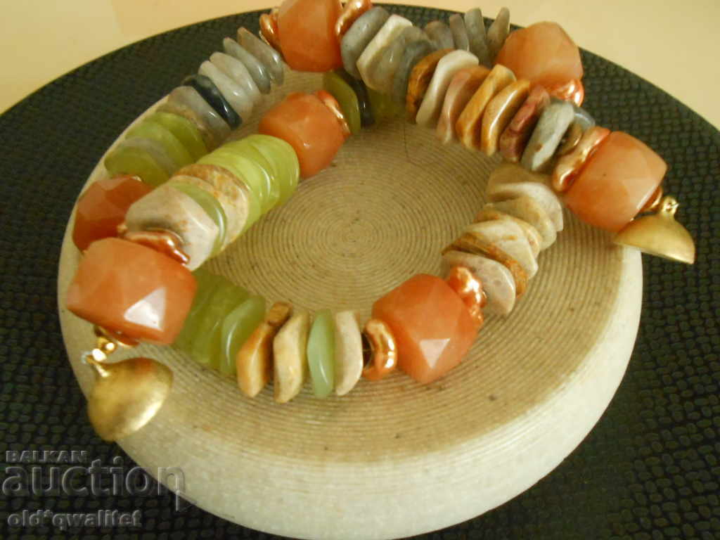 Designer NECKLACE made of natural stones and Silver 925 gilding - 6