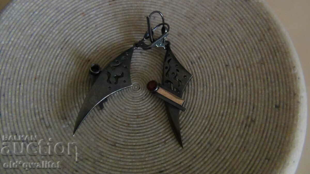 Designer Silver Earrings 45/20 mm, gold Ruby - 5 Designer Silver Earrings 45/20 mm, gold Ruby - 5