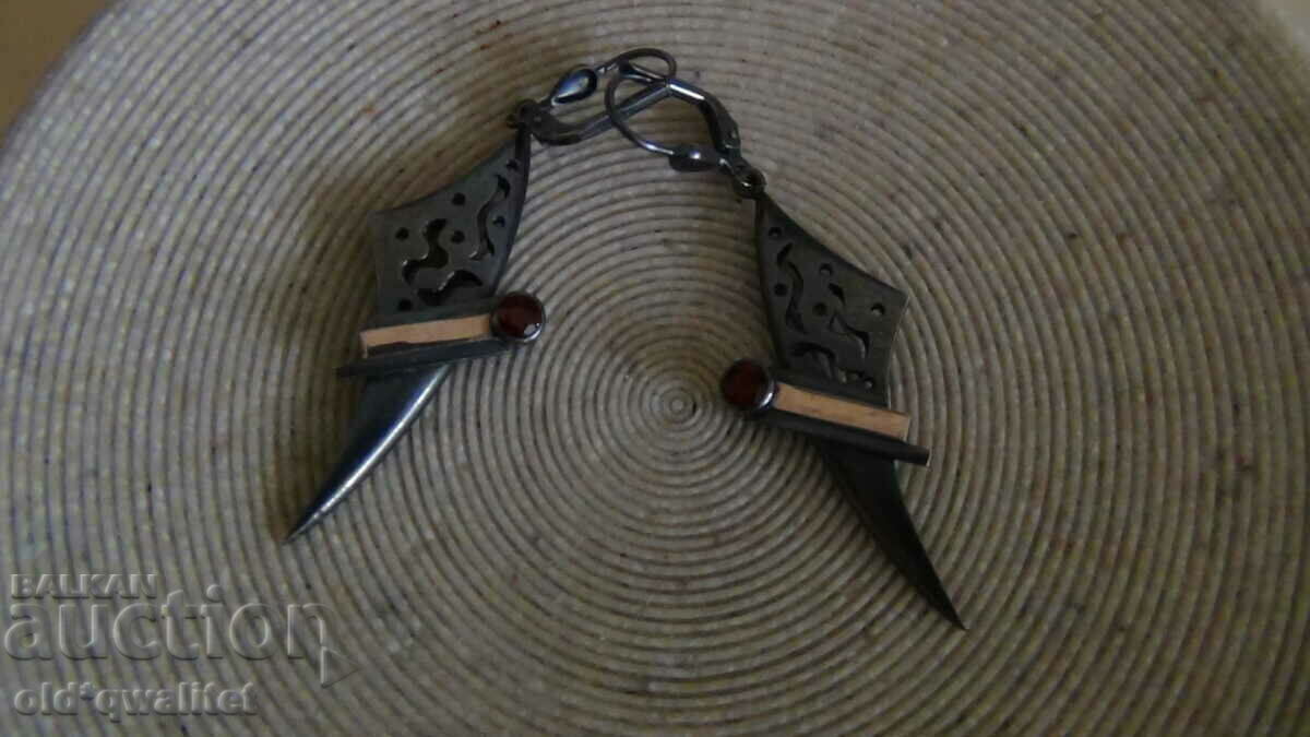 Designer Silver Earrings 45/20 mm, gold Ruby - 6 Designer Silver Earrings 45/20 mm, gold Ruby - 6