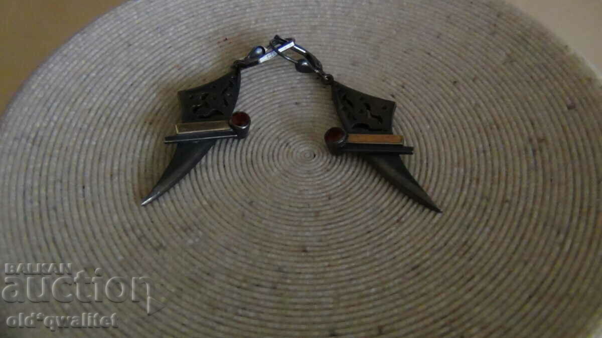 Designer Silver Earrings 45/20 mm, gold Ruby - 7 Designer Silver Earrings 45/20 mm, gold Ruby - 7