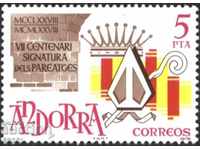 Ștampilă pură la 7 secole de la semnarea pactului din 1978 de către Andorra