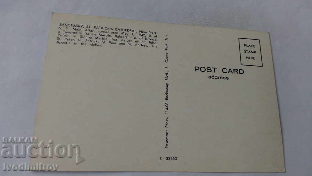 Postcard New York Snvtuary St. Patrick's Cathedral with price 0.85 BGN | € 0.43 Postcard New York Snvtuary St. Patrick's Cathedral with price 0.85 BGN | € 0.43