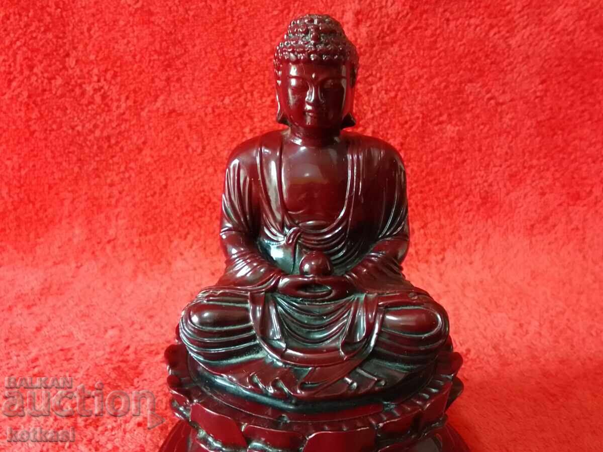 Old massive solid Buddha figure alabaster H-14.50 cm - 6 Old massive solid Buddha figure alabaster H-14.50 cm - 6