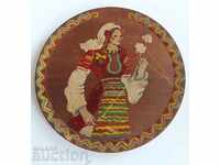 100-YEAR-OLD PAINTED WOODEN PLATE PANEL PAINTING PAINTING