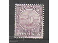1908. Grenada. Stema - fundalul liniilor orizontale.