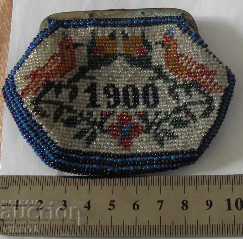 OLD PORTOMONE WITH BEADS 1900 - 6