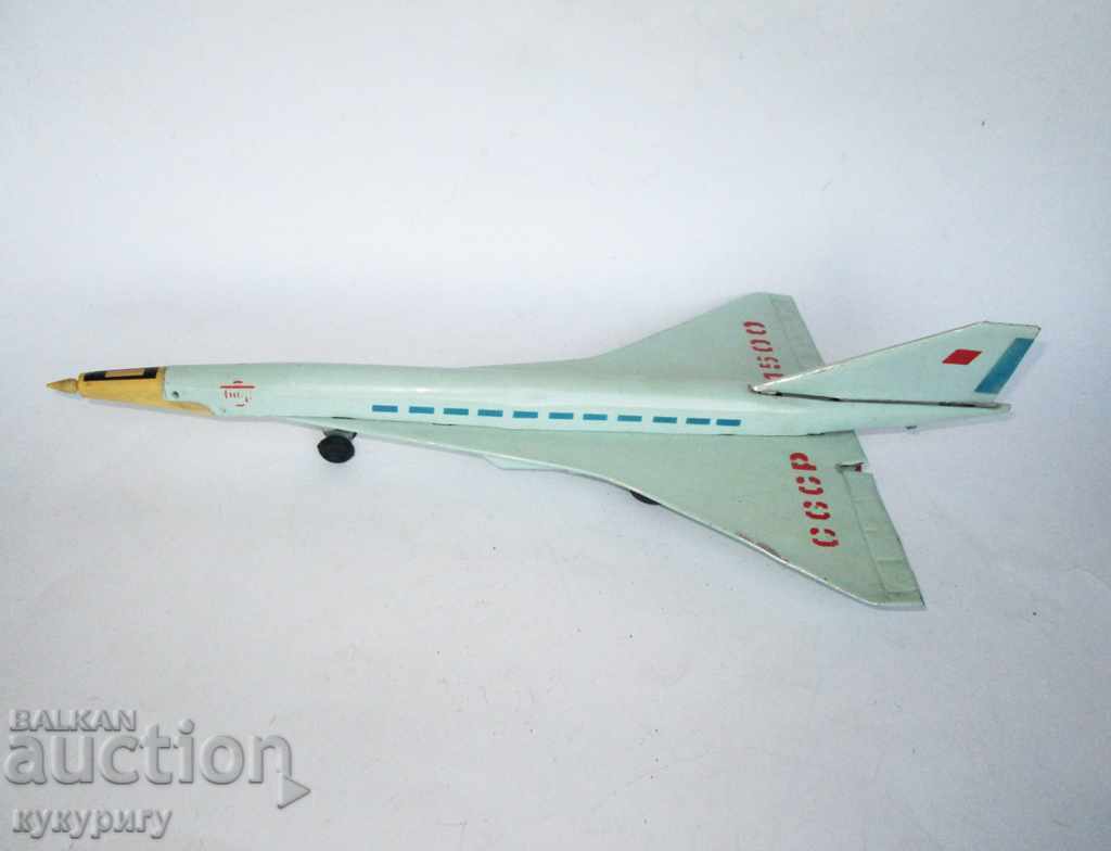Vechi URSS rus Avion de jucărie din tablă socială TU144