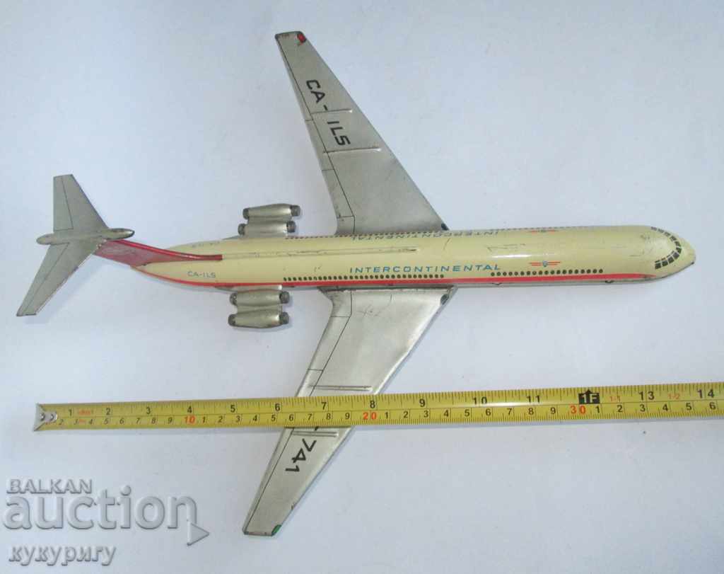 Old Russian USSR Social sheet metal toy plane IL 62 with price 100.00 BGN | € 51.13 Old Russian USSR Social sheet metal toy plane IL 62 with price 100.00 BGN | € 51.13