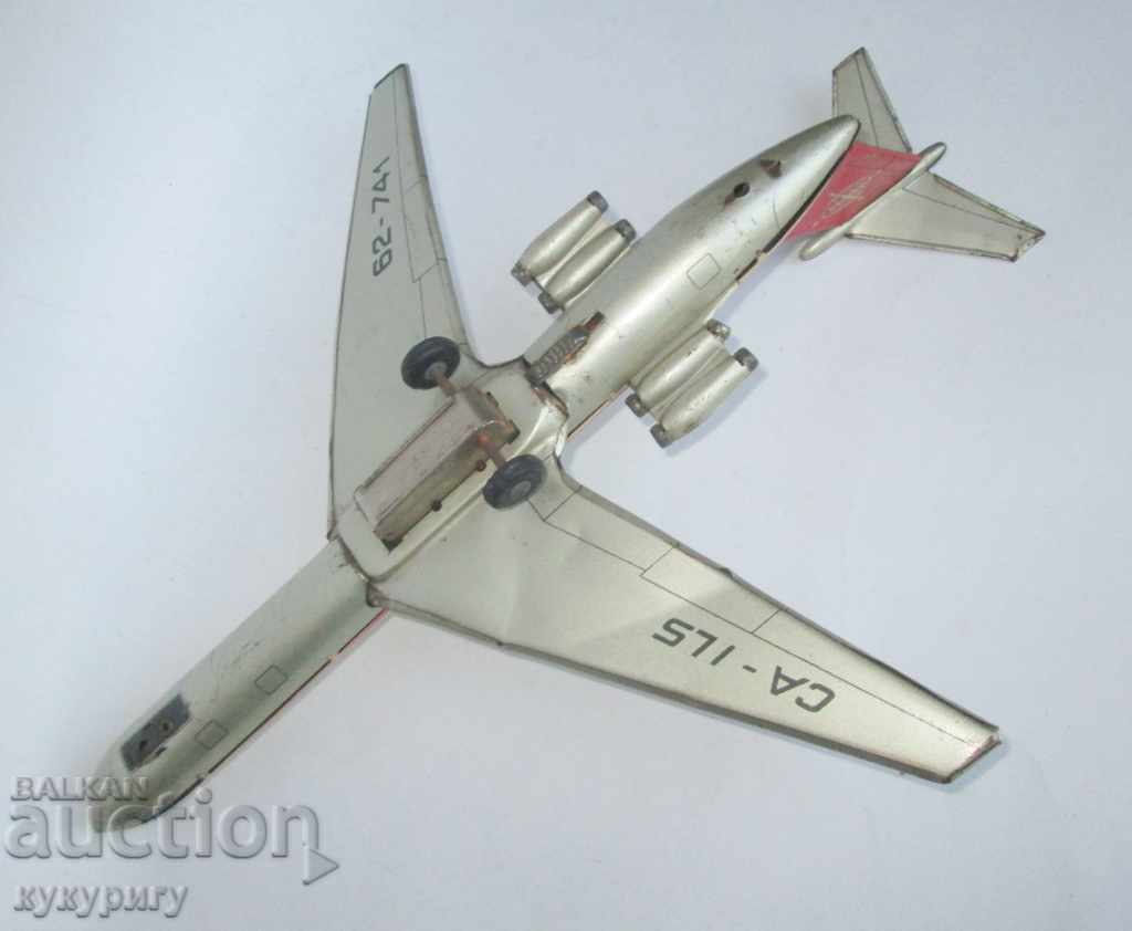 Auction Old Russian USSR Social sheet metal toy plane IL 62 Auction Old Russian USSR Social sheet metal toy plane IL 62