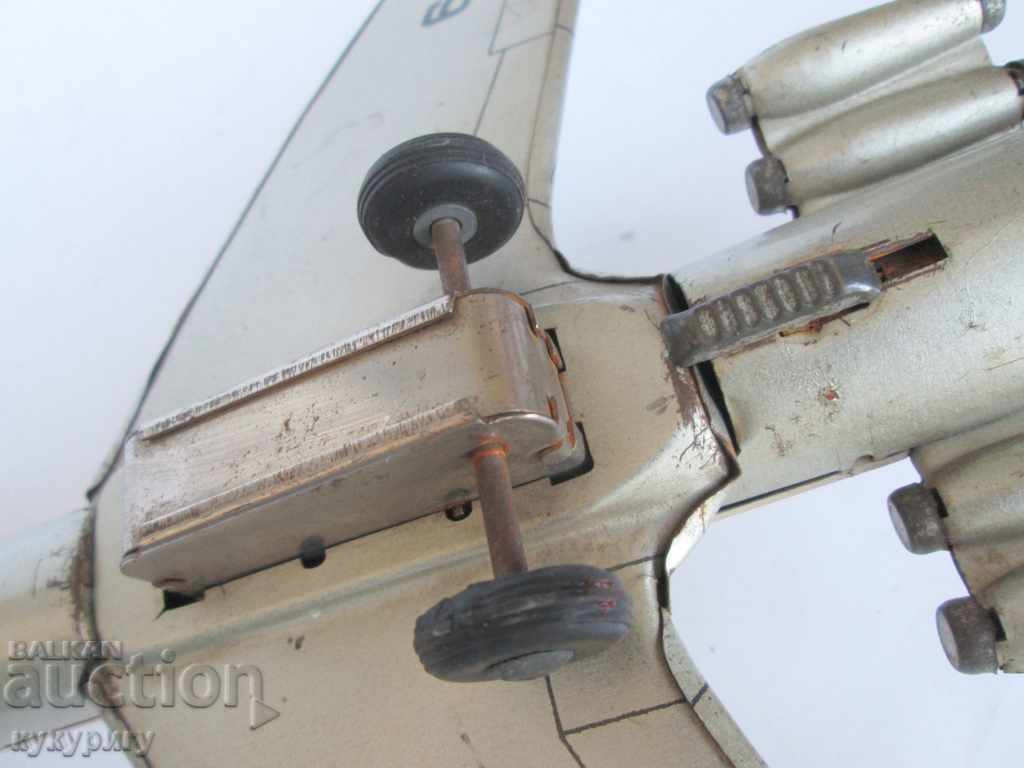 Old Russian USSR Social sheet metal toy plane IL 62 - 5 Old Russian USSR Social sheet metal toy plane IL 62 - 5