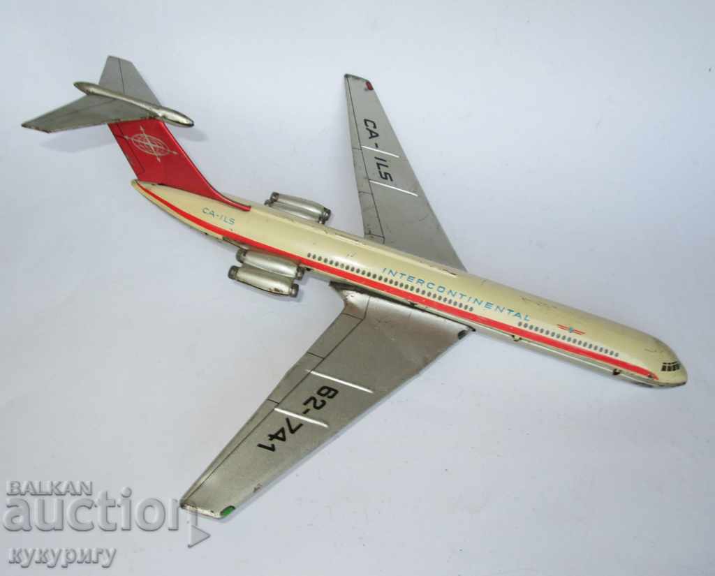 Vechiul URSS rus Avion de jucărie din tablă socială IL 62