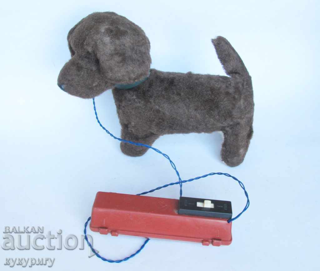 Vechi rus URSS Soc jucărie câine de pluș cu baterie