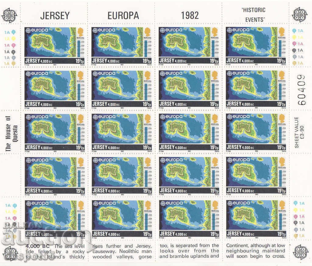 1982. Jersey. Europe - Historical events. Block sheet. with price 9.50 BGN | € 4.86