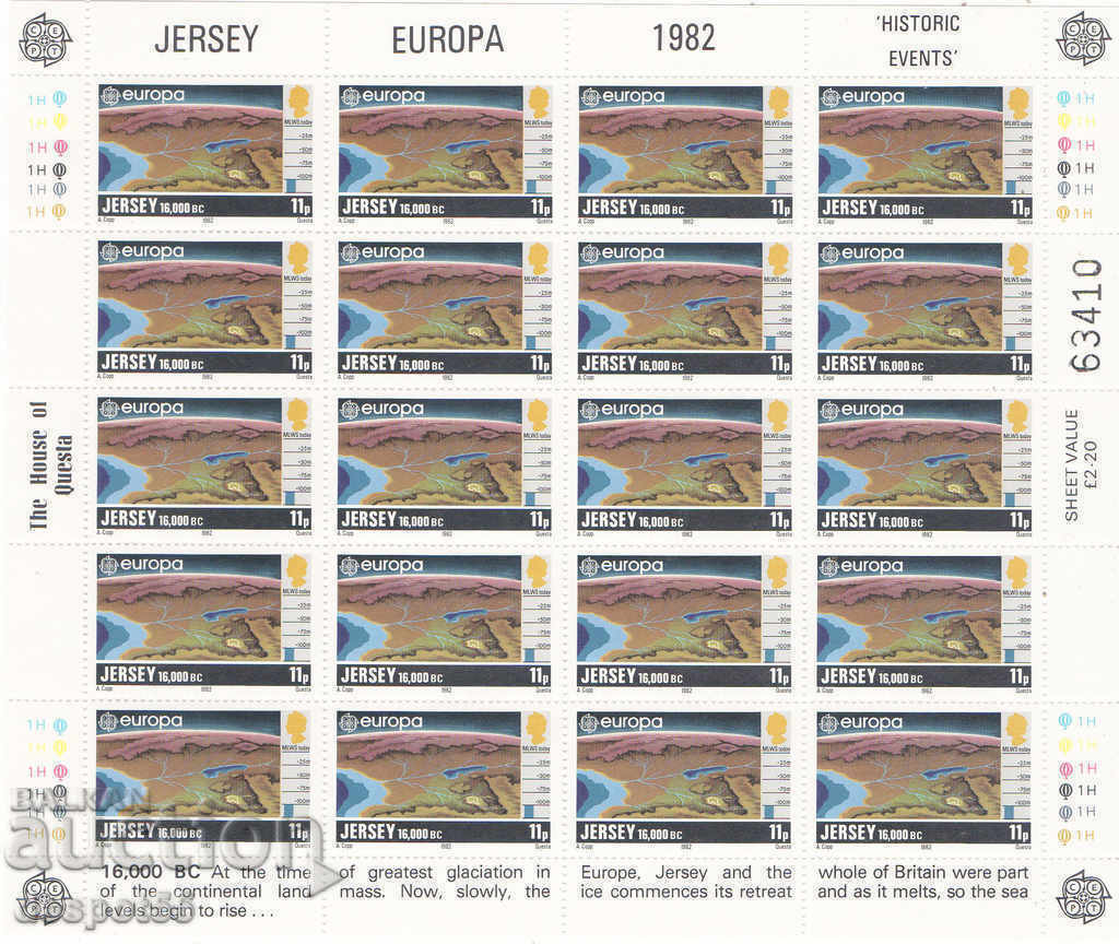 1982. Джърси. Европа - Исторически събития. Блок-лист.