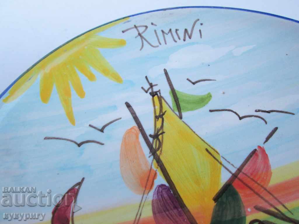 Old Italian hand-painted porcelain wall plate with price 20.00 BGN | € 10.23 Old Italian hand-painted porcelain wall plate with price 20.00 BGN | € 10.23