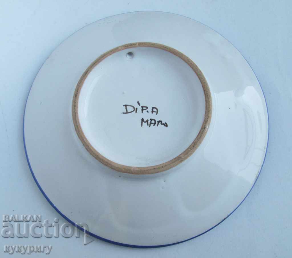 Old Italian hand-painted porcelain wall plate - 5 Old Italian hand-painted porcelain wall plate - 5