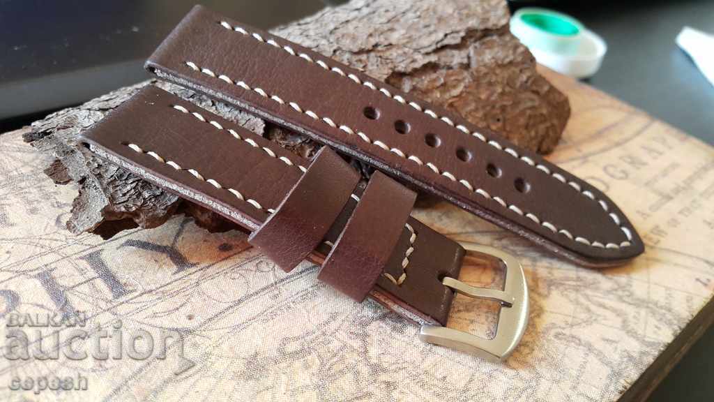 Auction Leather watch strap 24mm Genuine leather by hand 627 Auction Leather watch strap 24mm Genuine leather by hand 627