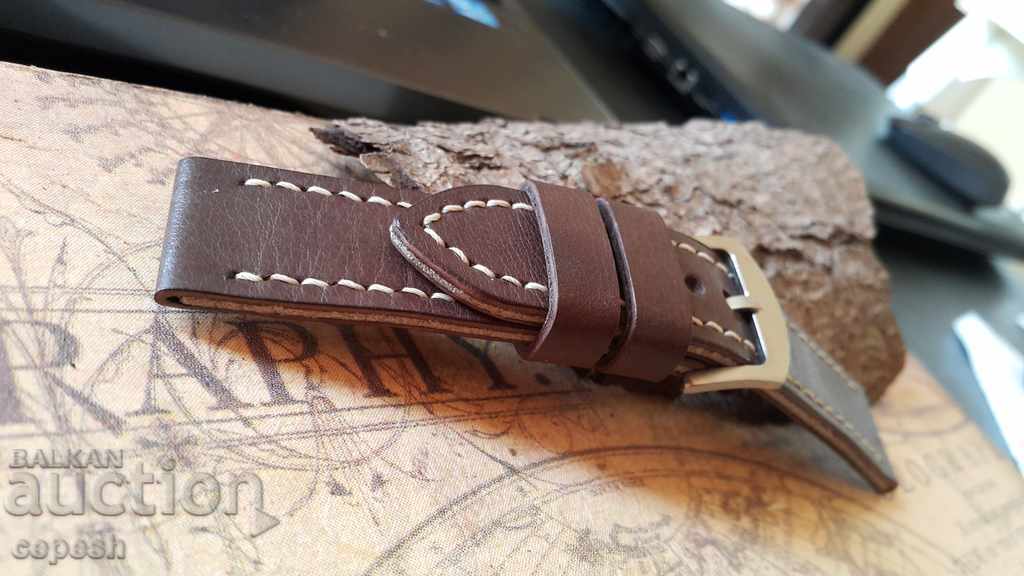 Delivery of Leather watch strap 24mm Genuine leather by hand 627 Delivery of Leather watch strap 24mm Genuine leather by hand 627