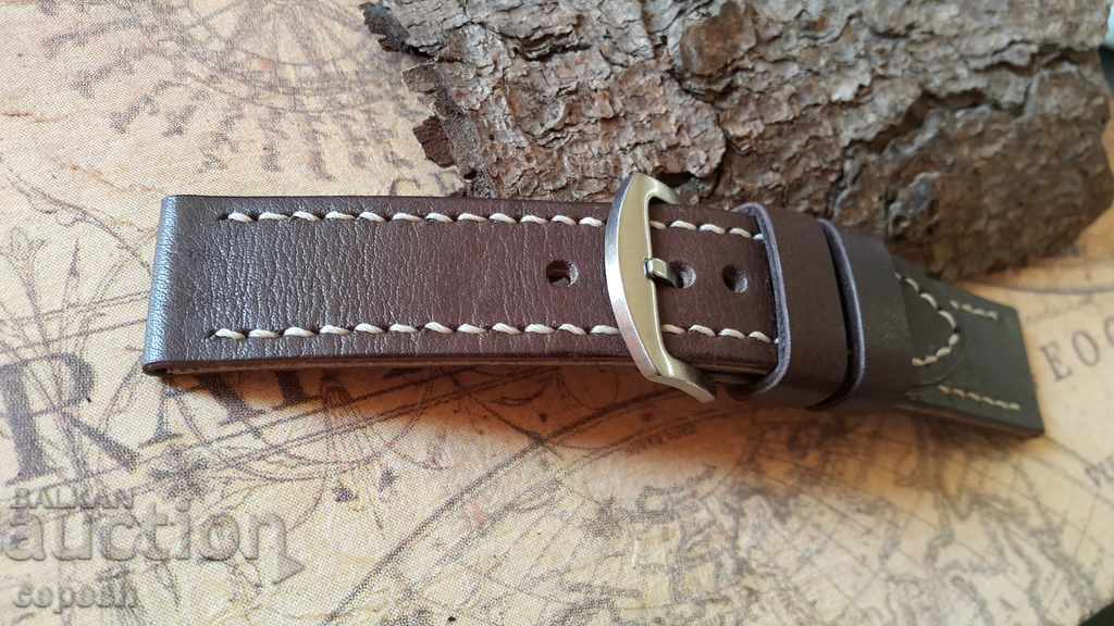 Leather watch strap 24mm Genuine leather by hand 627 - 5 Leather watch strap 24mm Genuine leather by hand 627 - 5