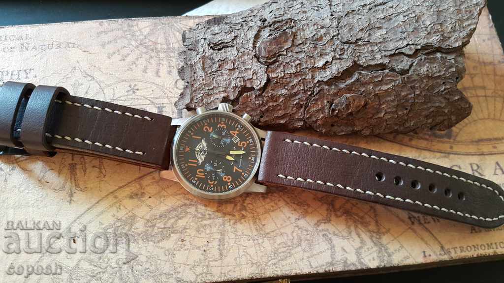 Leather watch strap 24mm Genuine leather by hand 627 - 6 Leather watch strap 24mm Genuine leather by hand 627 - 6