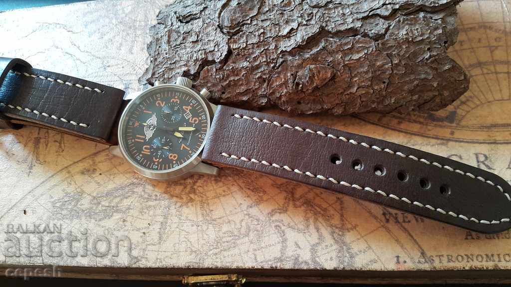 Leather watch strap 24mm Genuine leather by hand 627 - 7 Leather watch strap 24mm Genuine leather by hand 627 - 7