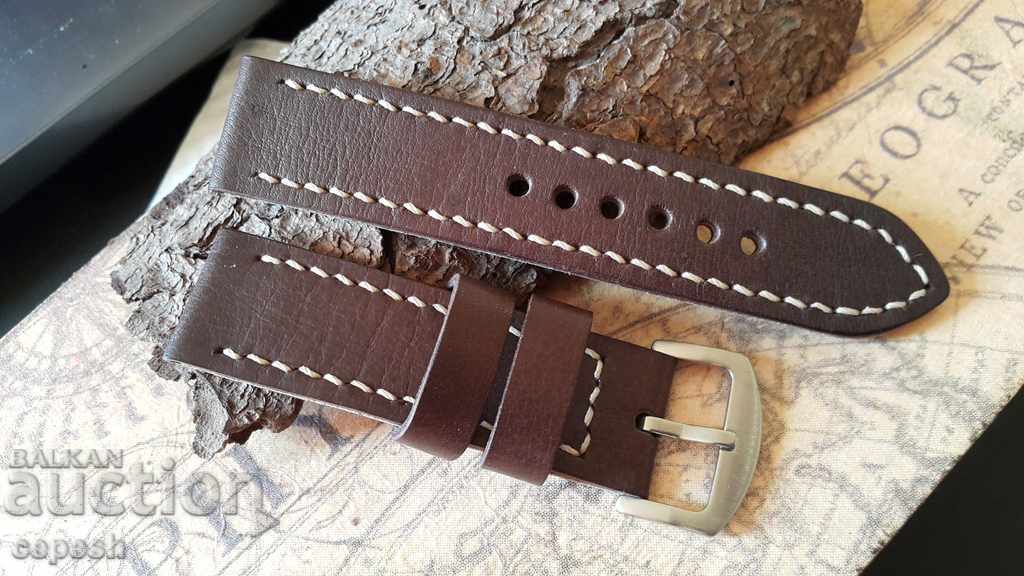 Leather watch strap 24mm Genuine leather by hand 627