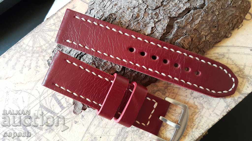 Leather watch strap 24mm Genuine leather by hand 628 with price 40.00 BGN | € 20.45 Leather watch strap 24mm Genuine leather by hand 628 with price 40.00 BGN | € 20.45