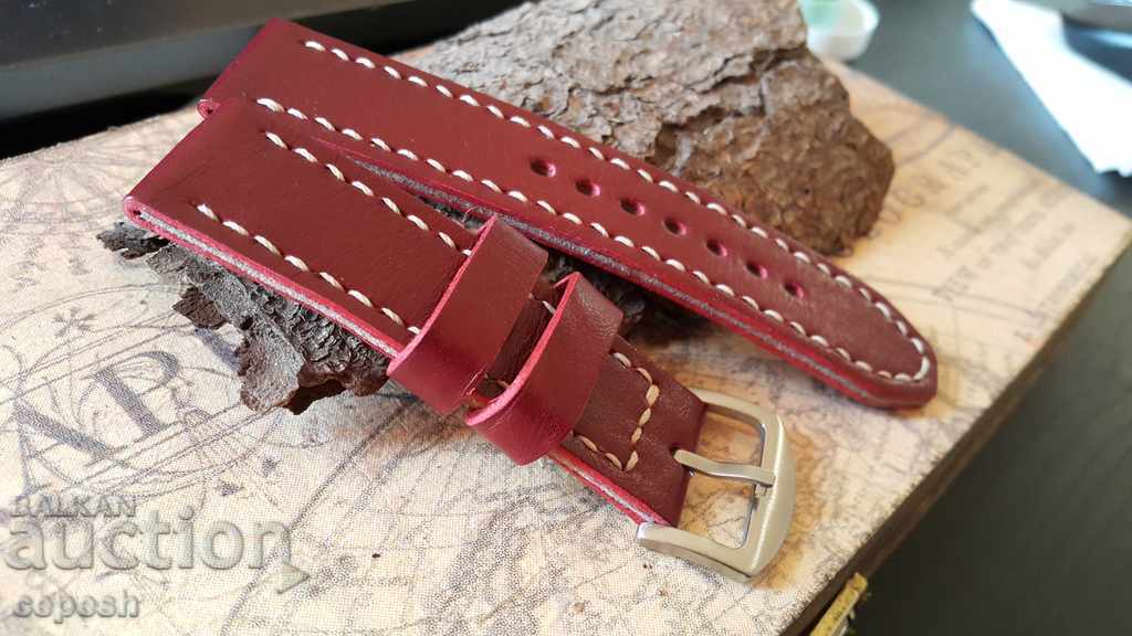 Auction Leather watch strap 24mm Genuine leather by hand 628 Auction Leather watch strap 24mm Genuine leather by hand 628