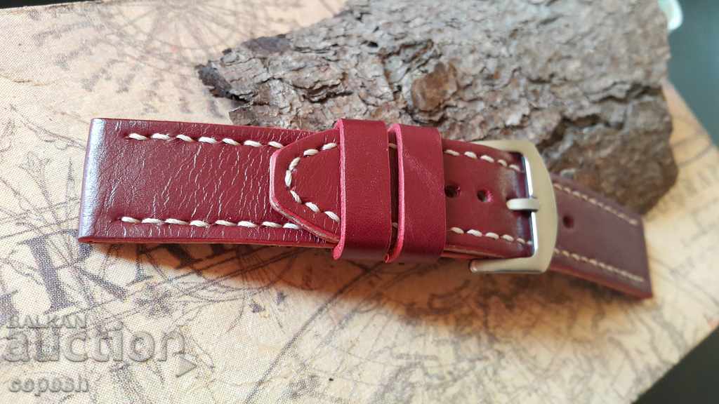 Delivery of Leather watch strap 24mm Genuine leather by hand 628 Delivery of Leather watch strap 24mm Genuine leather by hand 628