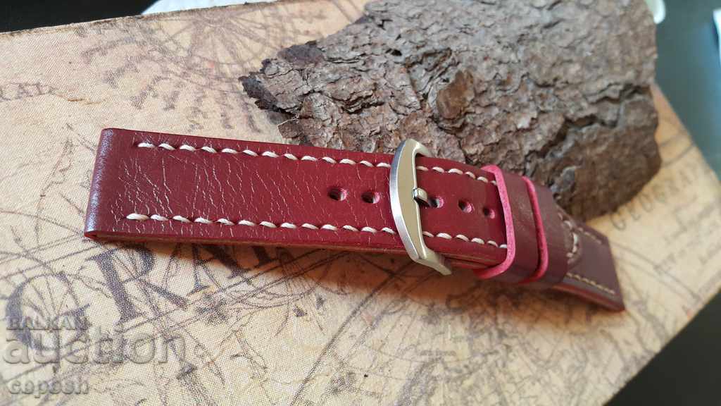 Leather watch strap 24mm Genuine leather by hand 628 - 5 Leather watch strap 24mm Genuine leather by hand 628 - 5