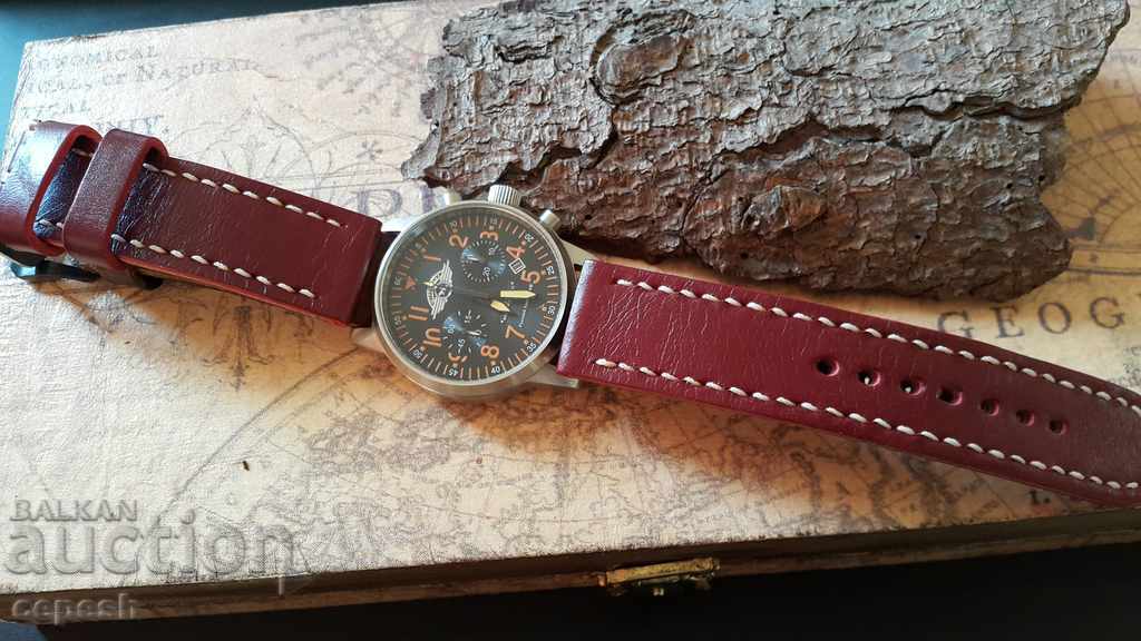 Leather watch strap 24mm Genuine leather by hand 628 - 6 Leather watch strap 24mm Genuine leather by hand 628 - 6