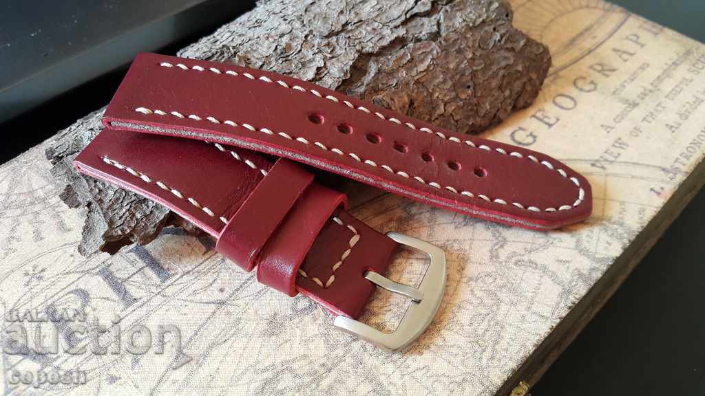 Leather watch strap 24mm Genuine leather by hand 628 - 7 Leather watch strap 24mm Genuine leather by hand 628 - 7