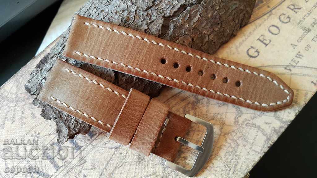 Auction Leather watch strap 24mm Genuine leather by hand 629 Auction Leather watch strap 24mm Genuine leather by hand 629
