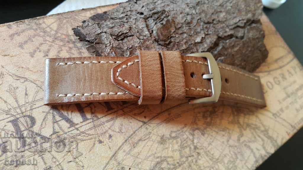 Delivery of Leather watch strap 24mm Genuine leather by hand 629 Delivery of Leather watch strap 24mm Genuine leather by hand 629