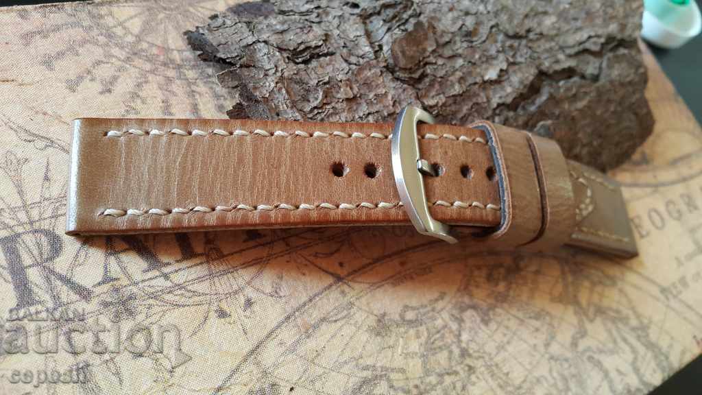Leather watch strap 24mm Genuine leather by hand 629 - 5 Leather watch strap 24mm Genuine leather by hand 629 - 5