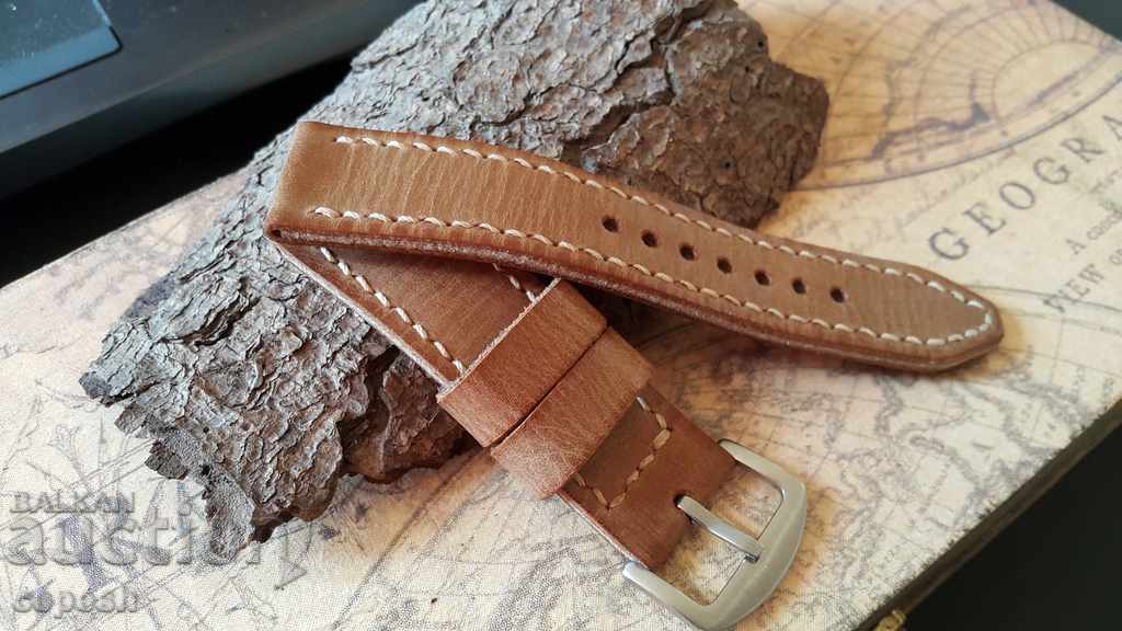 Leather watch strap 24mm Genuine leather by hand 629 - 7 Leather watch strap 24mm Genuine leather by hand 629 - 7