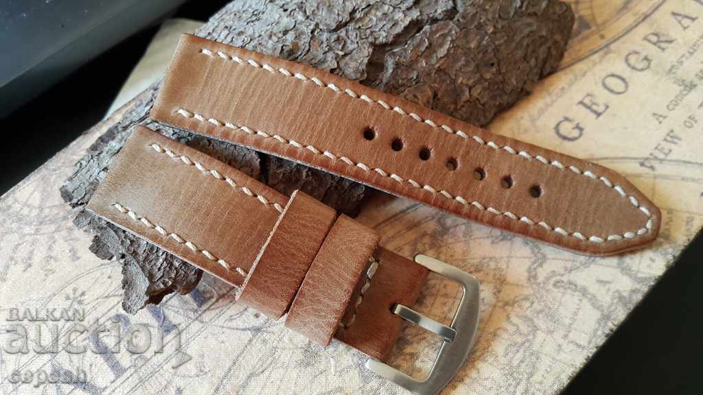 Leather watch strap 24mm Genuine leather by hand 629