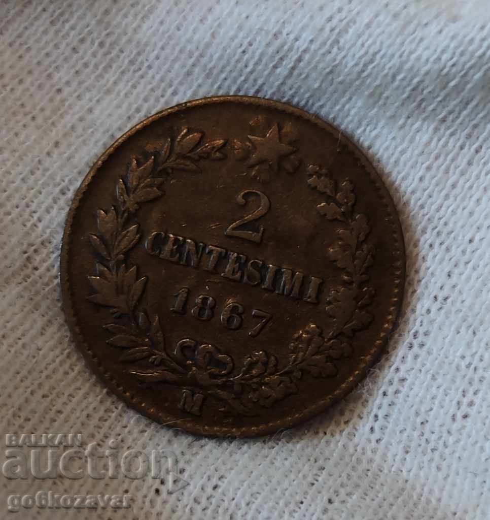 Italia 2 Centizimi 1867 K # 13