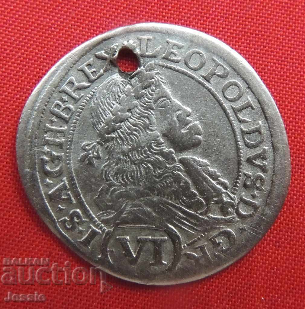 6 кройцера 1674 LEOPOLD I Австроунгария