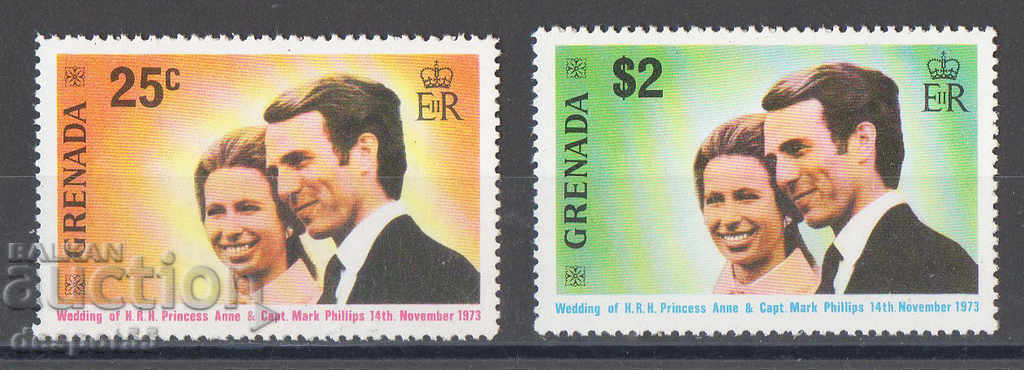 1973. Grenada. Nunta regală - Prințesa Anne și Cpt. Phillips.