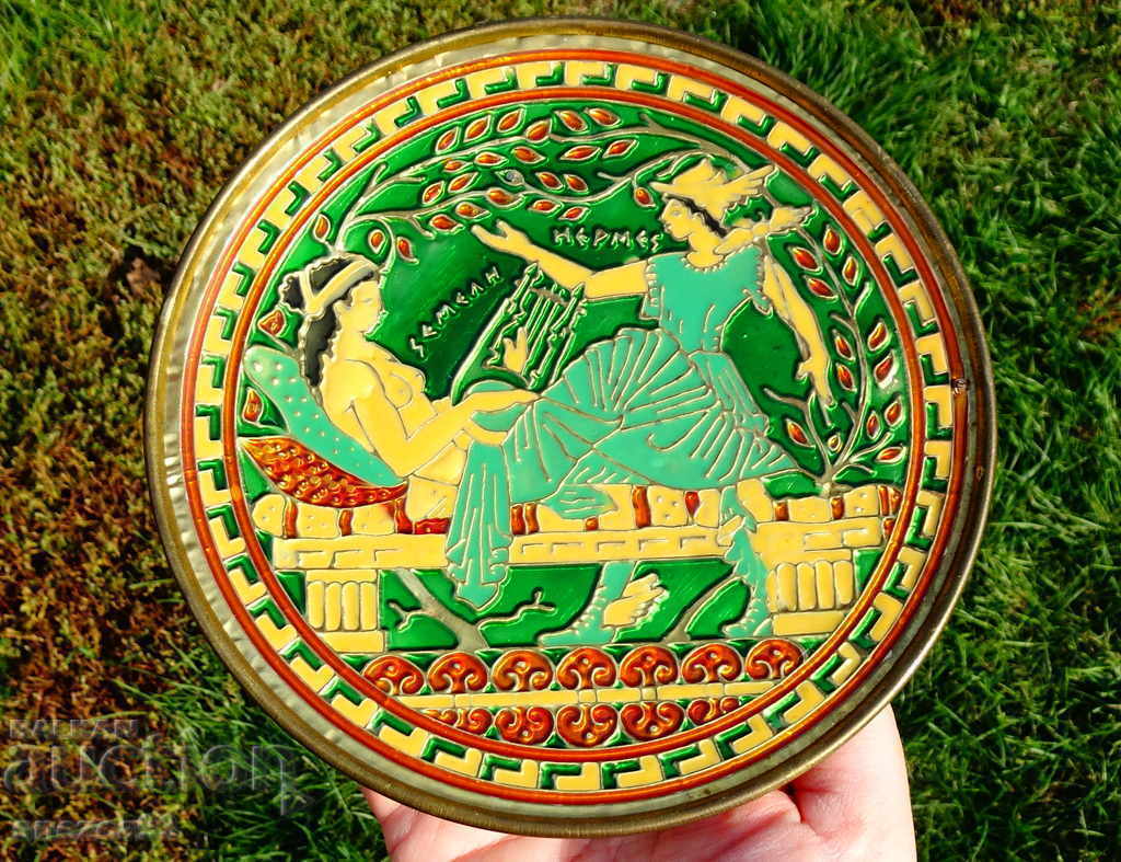 Placă de bronz, panou cu email cloisonne. - 5 Placă de bronz, panou cu email cloisonne. - 5