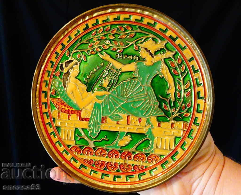 Placă de bronz, panou cu email cloisonne. - 7 Placă de bronz, panou cu email cloisonne. - 7